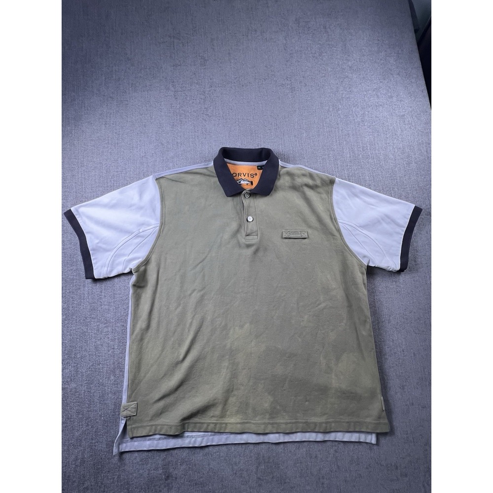 Orvis Fishing Polo Shirt Men's XL Colorblock Large Mouth Bass Outdoor Preppy